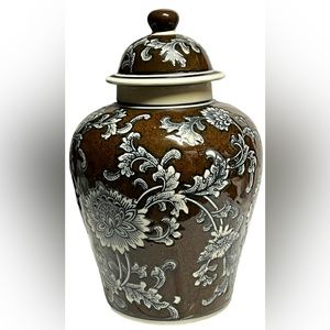 Reverse Iron Glazed Ginger Jar with Lid
